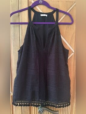Joie Black Halter Tank with Fun Details